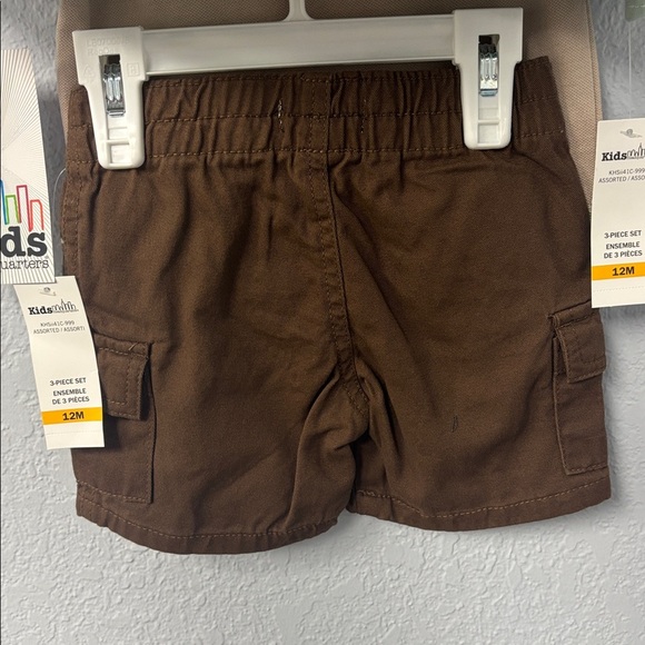 NWT Kid’s Headquarters Dino Tan Polo, Dino Green Tee & Brown Shorts 3-Piece Set - Picture 8 of 10